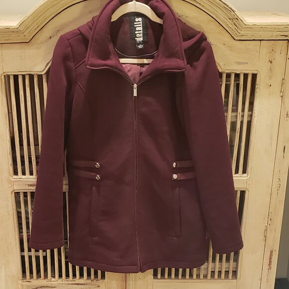 D.E.T.A.I.L.S. INT Cotton Poly Hooded Plum Colored Coat - Picture 1 of 10